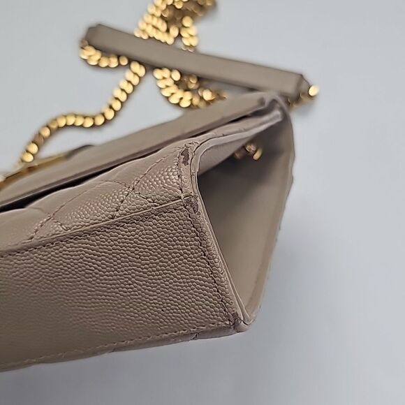 YSL Yves Saint Laurent Envelope Crossbody Bag Beige Tan - Picture 6 of 16